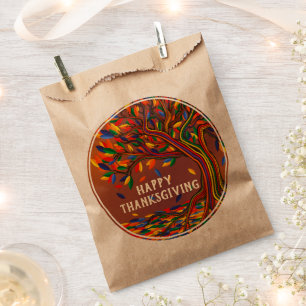 Autumn Tree Personalised Happy Thanksgiving Party Favour Bags