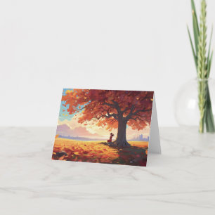 Autumn Tree Prayer Girl Card