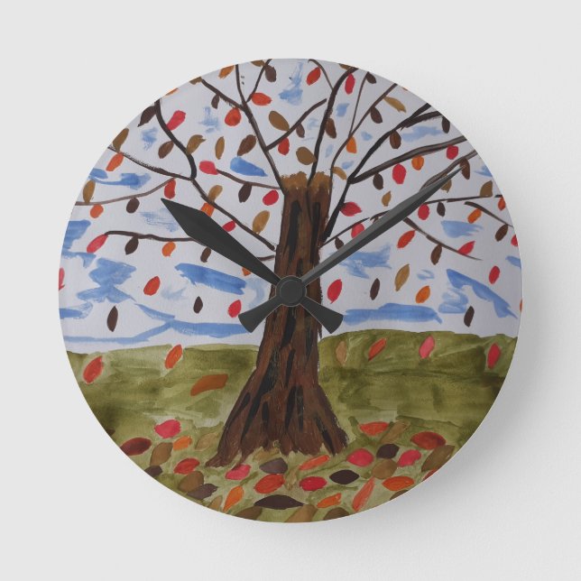 Autumn Tree Round Clock (Front)