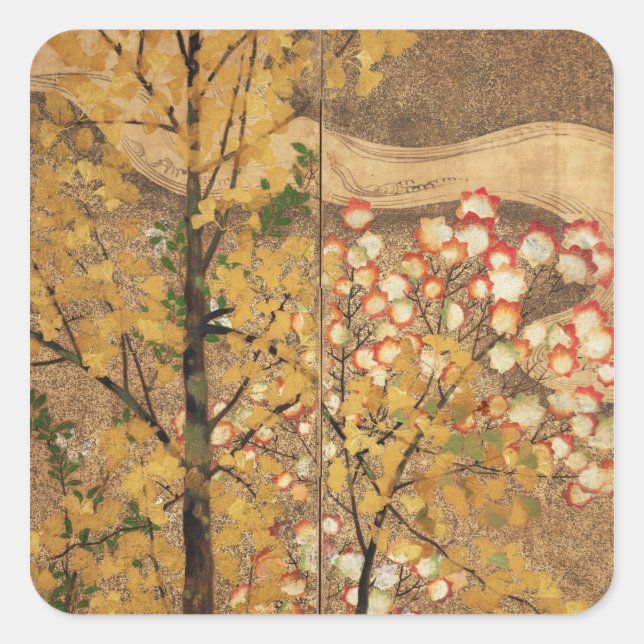 Autumn Tree Square Sticker (Front)