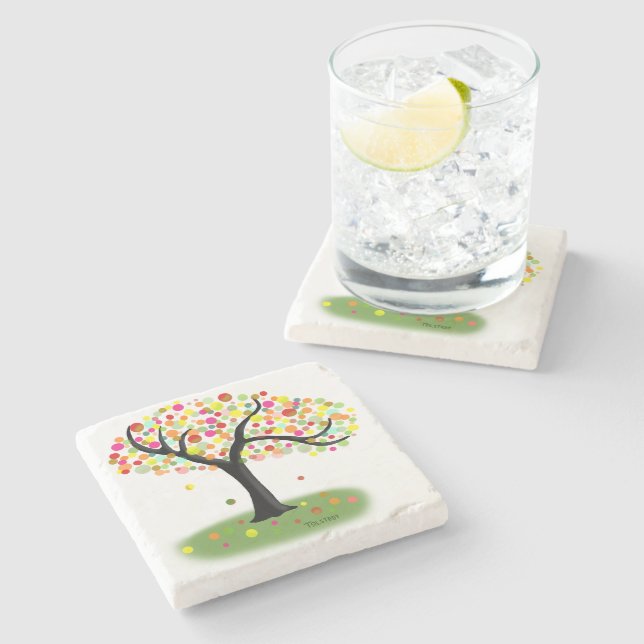 Autumn Tree Stone Coaster (Side)