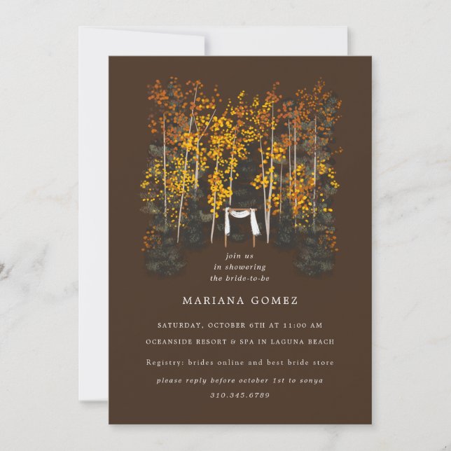 Autumn Trees Altar Wedding Brown Invitation (Front)