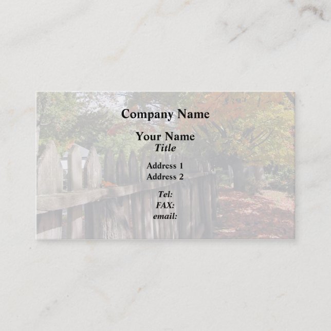 Autumn Trees and Picket Fence Business Card (Front)