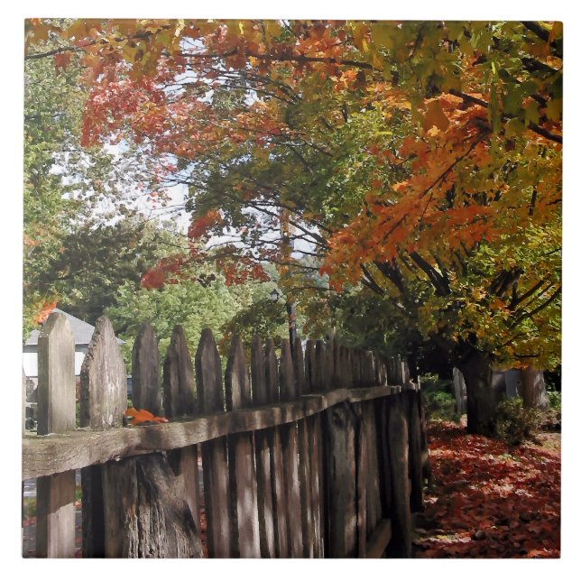 Autumn Trees and Picket Fence Tile (Front)