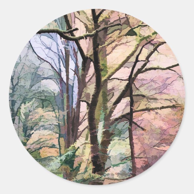AUTUMN TREES CLASSIC ROUND STICKER (Front)