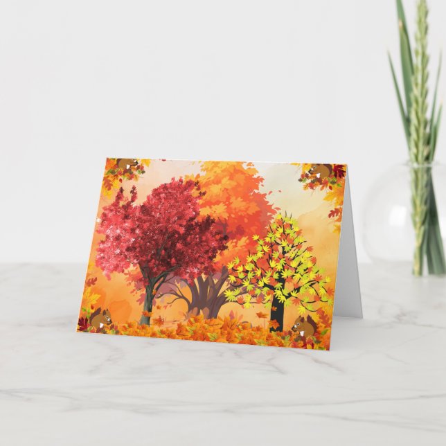 Autumn Trees Fall Leaves Greeting Card (Front)