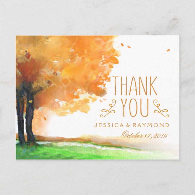 Autumn Trees Fall Thank You Matching PostCard (Front)