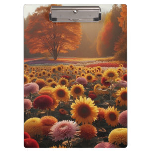 Autumn trees/field with mums clipboard