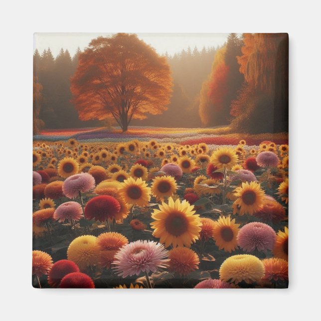 Autumn trees/field with mums magnet (Front)