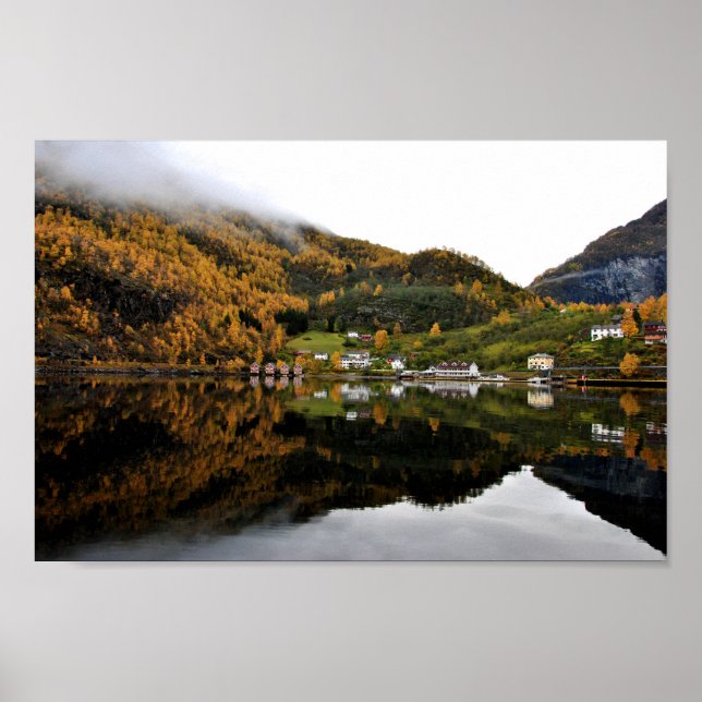 Autumn Trees Flam Aurlandsfjord Norway Poster (Front)
