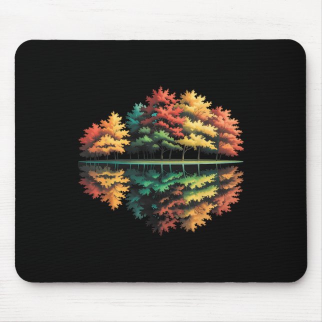 Autumn Trees Forest Reflection Nature Lover Fall F Mouse Pad (Front)