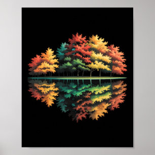 Autumn Trees Forest Reflection Nature Lover Fall F Poster