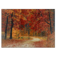 Autumn Trees Glass Cutting Board