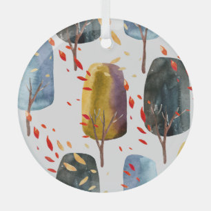 Autumn Trees: Hand Painted Watercolor Seamless Glass Tree Decoration