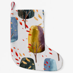 Autumn Trees: Hand Painted Watercolor Seamless Small Christmas Stocking