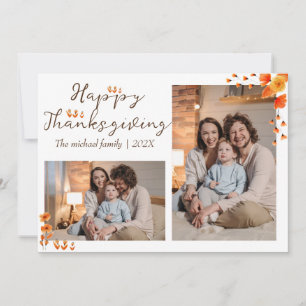 autumn trees happy thanksgiving Family photo Holiday Card