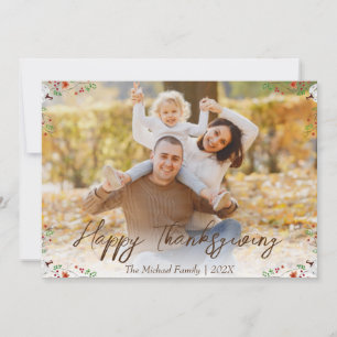  autumn trees happy thanksgiving   Family photo Holiday Card