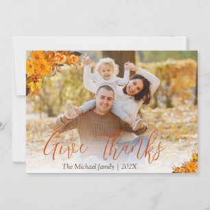  autumn trees happy thanksgiving   Family photo Holiday Card
