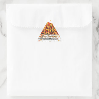 autumn trees happy thanksgiving triangle sticker
