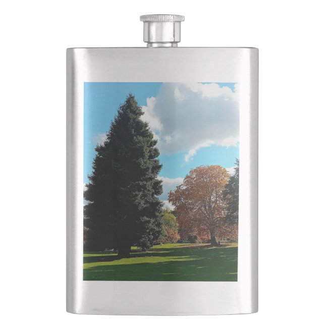 Autumn trees hip flask (Front)