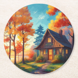 Autumn Trees in the Forest-33657 Round Paper Coaster
