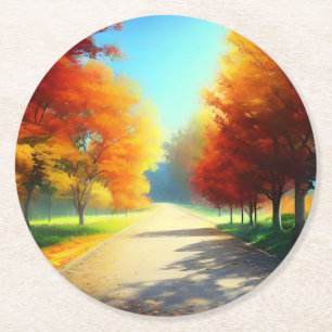 Autumn Trees in the Forest-33657 Round Paper Coaster