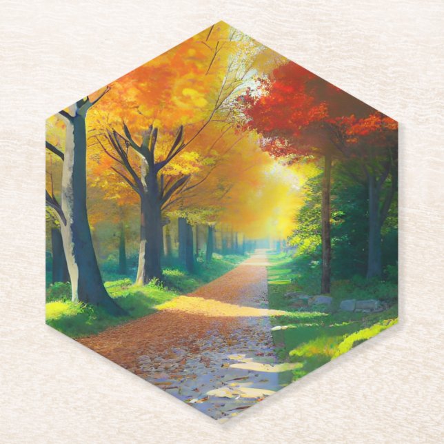 Autumn Trees in the Forest- Paper Coaster (Front)