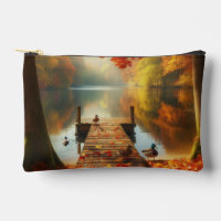 Autumn trees & lake with ducks