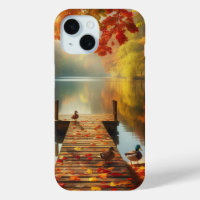 Autumn trees & lake with ducks