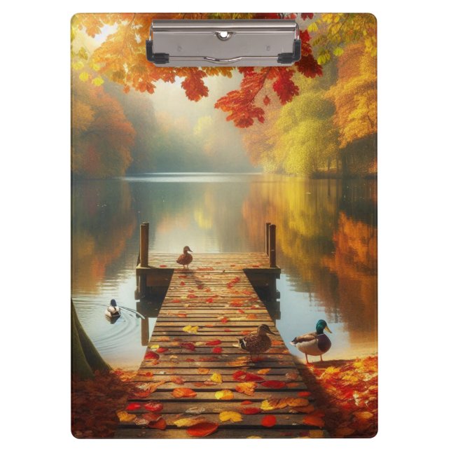 Autumn trees & lake with ducks clipboard (Front)