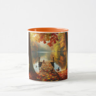 Autumn trees & lake with ducks mug