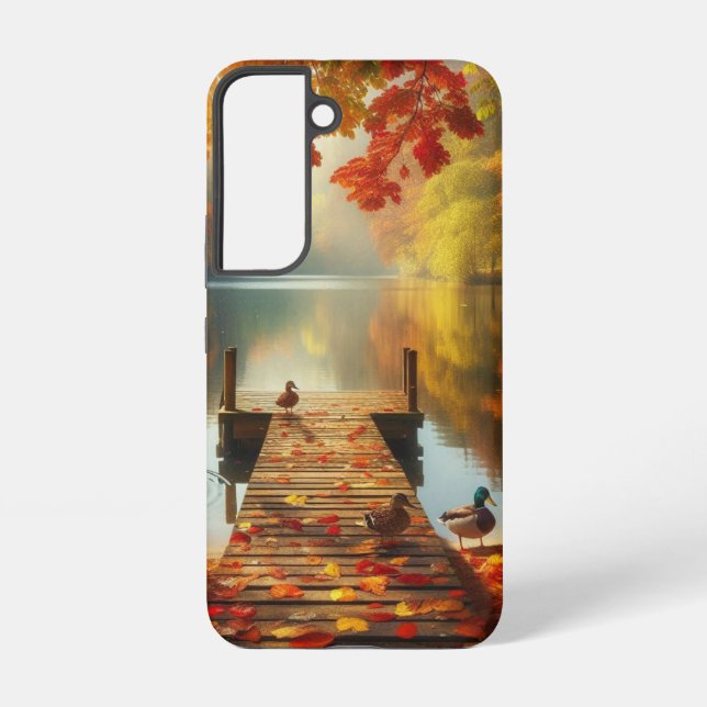 Autumn trees & lake with ducks samsung galaxy s22 case (Back)