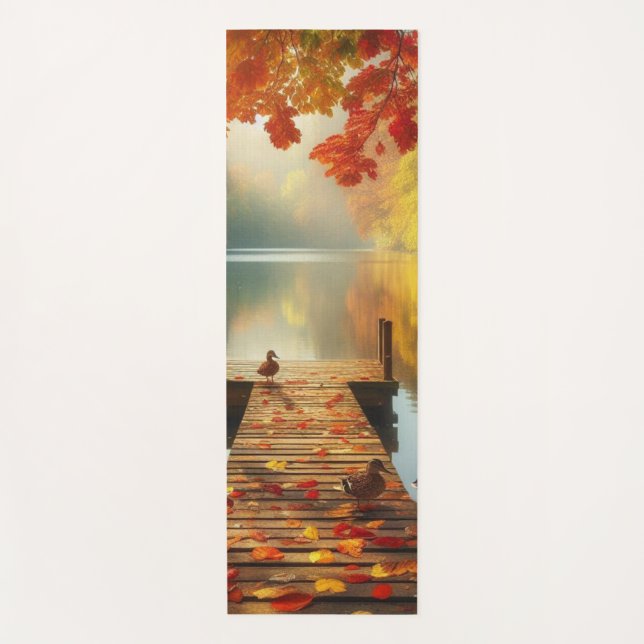 Autumn trees & lake with ducks yoga mat (Front)