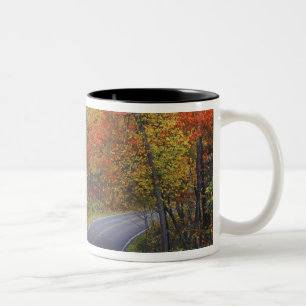 Autumn trees line roadway in Itasca State Park Two-Tone Coffee Mug