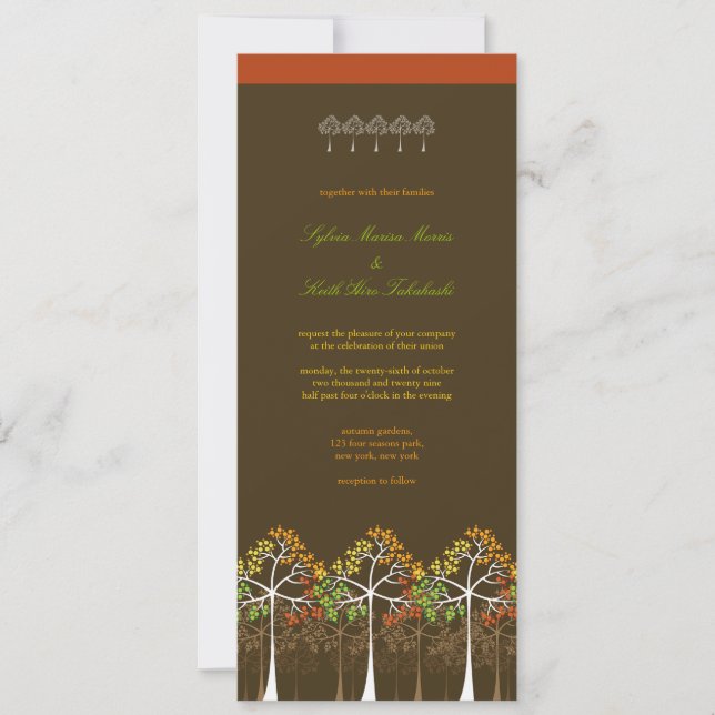 Autumn Trees Nature Modern Fall Wedding Invite (Front)