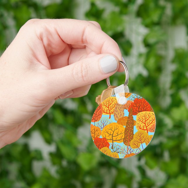 Autumn Trees Pattern Fall Foliage  Key Ring (Creator Uploaded)
