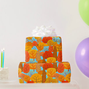 Autumn Trees Pattern Fall Foliage  Wrapping Paper