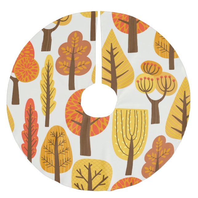 Autumn trees, seamless pattern. brushed polyester tree skirt (Front)