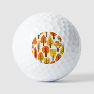 Autumn trees, seamless pattern. golf balls