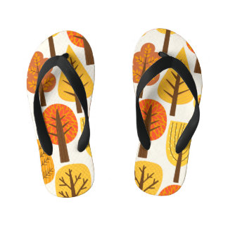 Autumn trees, seamless pattern. kid's jandals