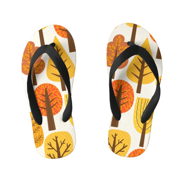 Autumn trees, seamless pattern. kid's jandals (Footbed)