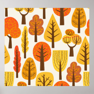 Autumn trees, seamless pattern. poster