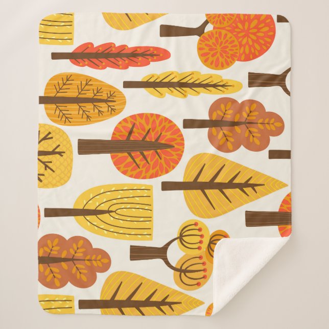 Autumn trees, seamless pattern. sherpa blanket (Front)
