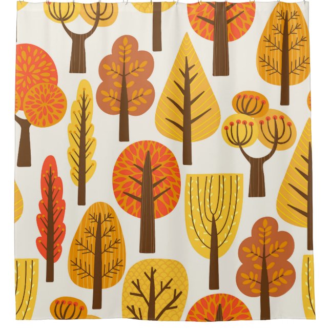 Autumn trees, seamless pattern. shower curtain (Front)