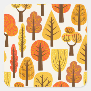 Autumn trees, seamless pattern. square sticker
