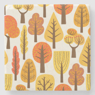 Autumn trees, seamless pattern. stone coaster