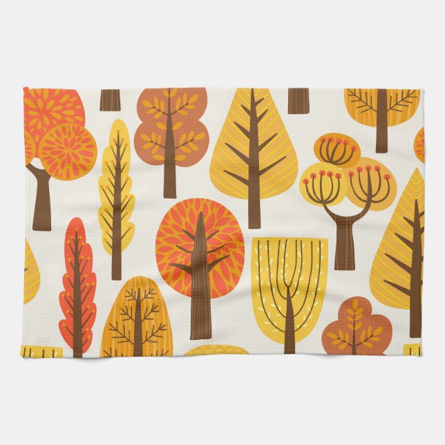 Autumn trees, seamless pattern. tea towel (Horizontal)