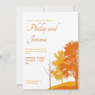 Autumn Trees Silhouette Wedding Invitation