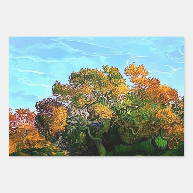 AUTUMN TREES WRAPPING PAPER SHEET (Front)