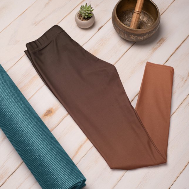 Autumn Trend Colour Burnt Copper Ombre Leggings (Mockup 1 Burnt Copper)